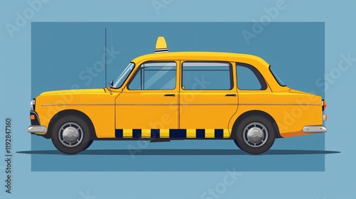 British Taxi Car Flat Style Vector Illustration