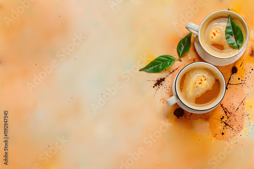 Spiced Masala Chai Tea on Artistic Watercolor Background