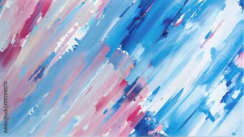 Vibrant Blue and Pink Paint Swirls on Textured Canvas Background