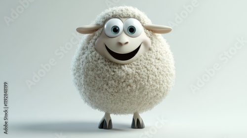 Happy Cartoon Sheep, 3D Render - Cartoon characters
