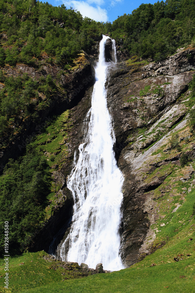 waterfall in the norway mountains waterfall in the norway mountains