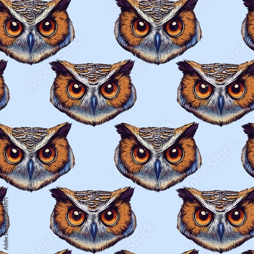 Owl graphic seamless pattern photo