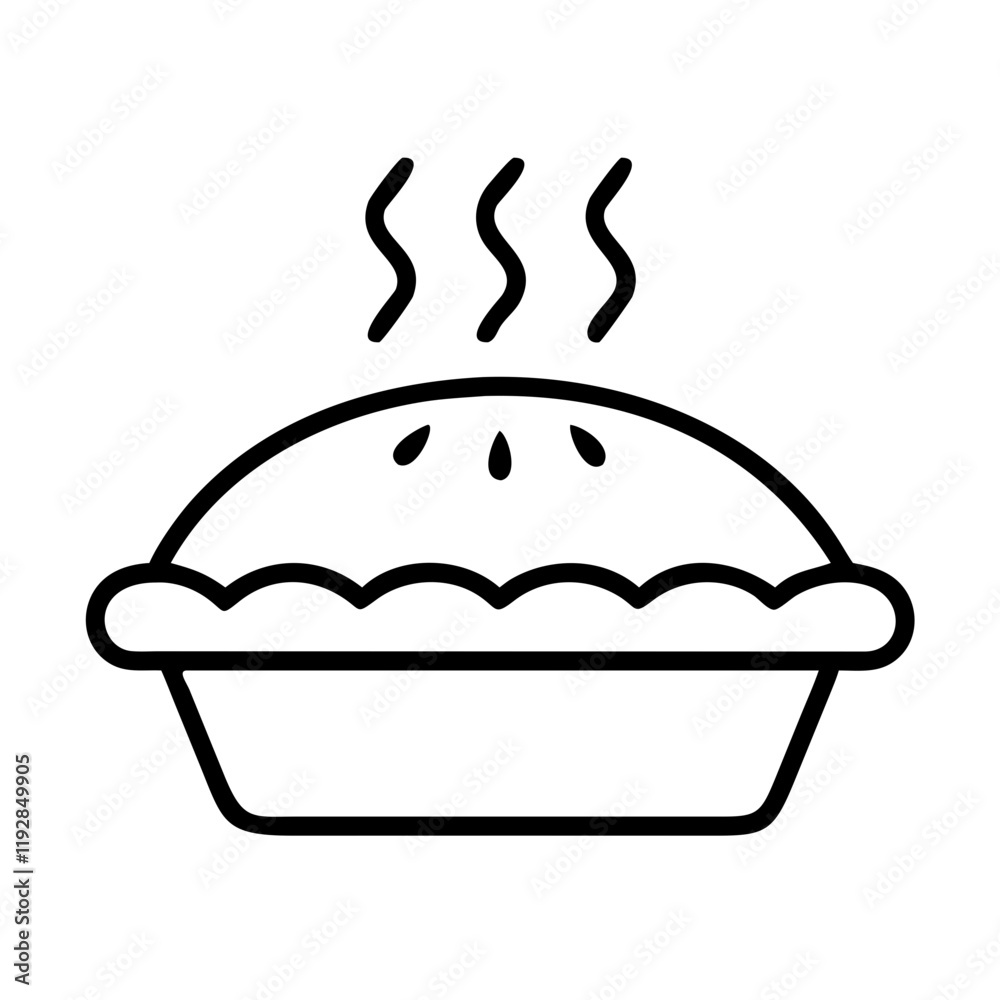 freshly baked pie icon, freshly baked pie line art - simple line art of freshly baked pie, perfect for freshly baked pie logos and icons and themed design