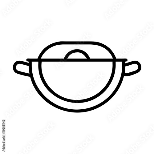 paella pan icon, paella pan line art - simple line art of paella pan, perfect for paella pan logos and icons and themed design