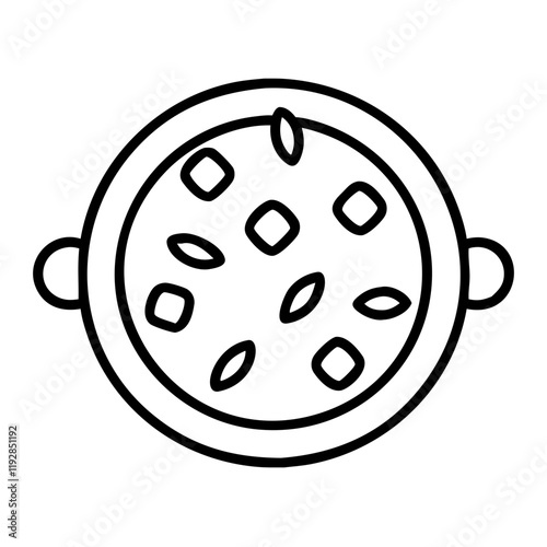 paella pan icon, paella pan line art - simple line art of paella pan, perfect for paella pan logos and icons and themed design