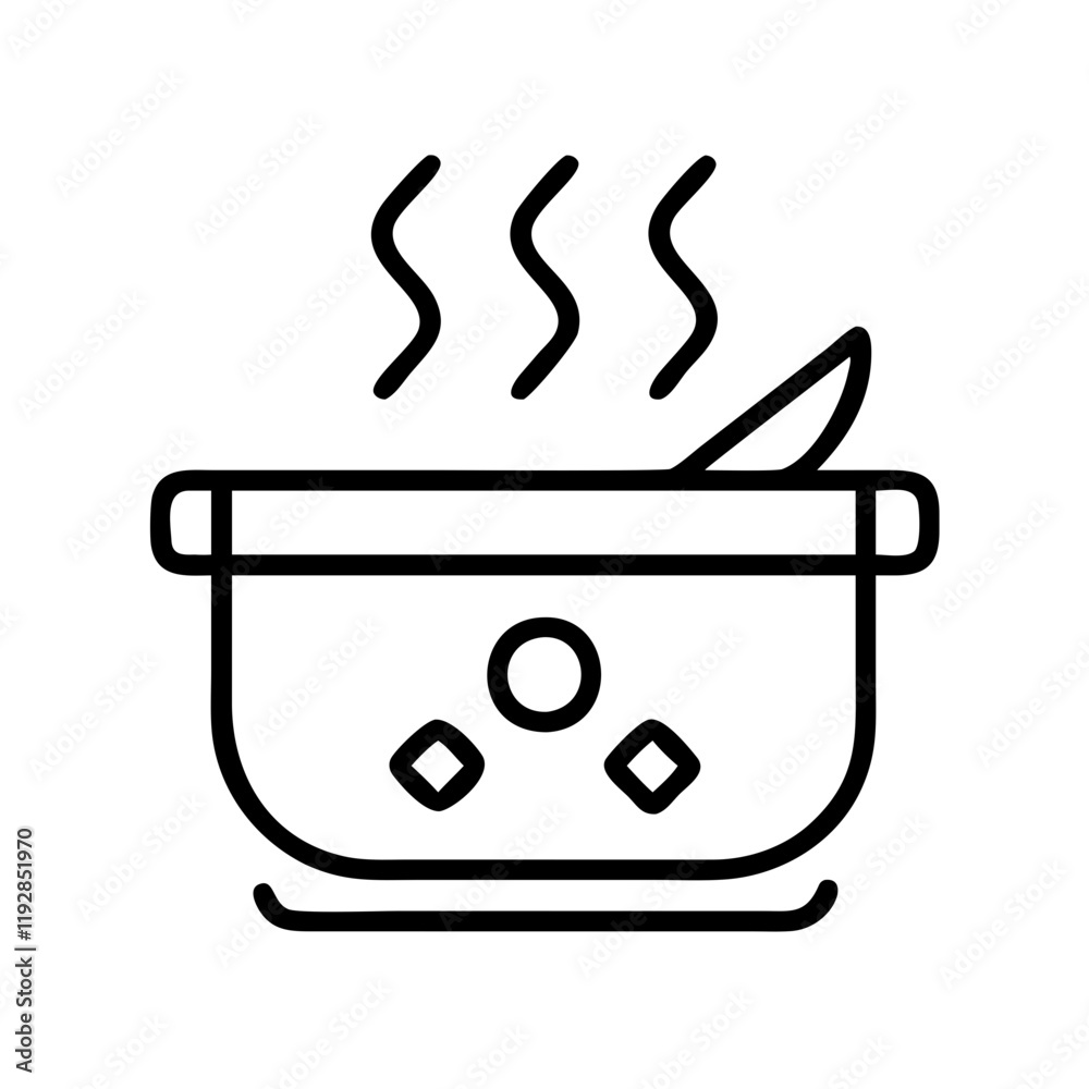 Fototapeta premium soup simmering icon, soup simmering line art - simple line art of soup simmering, perfect for soup simmering logos and icons and themed design