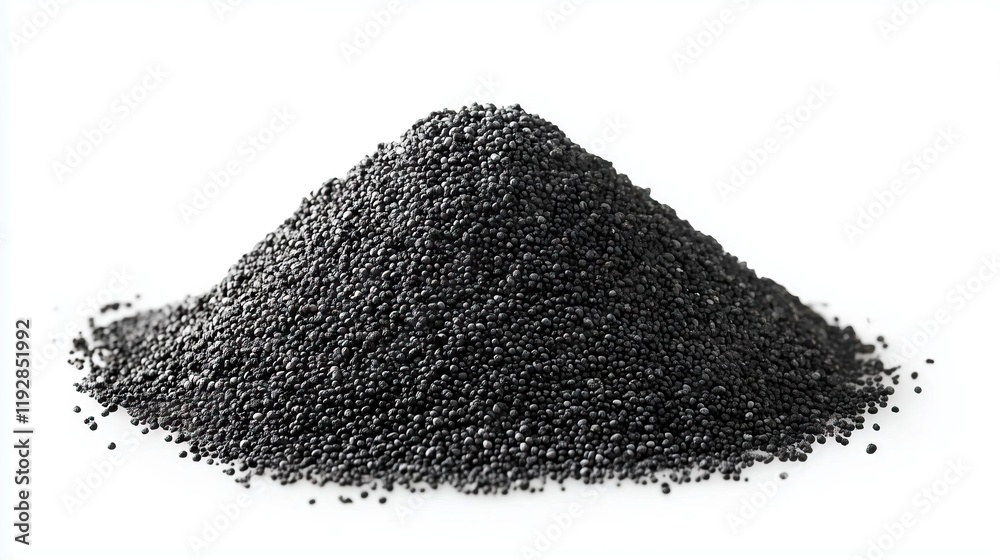 Heap of black poppy seeds on white background Heap of black poppy seeds on white background