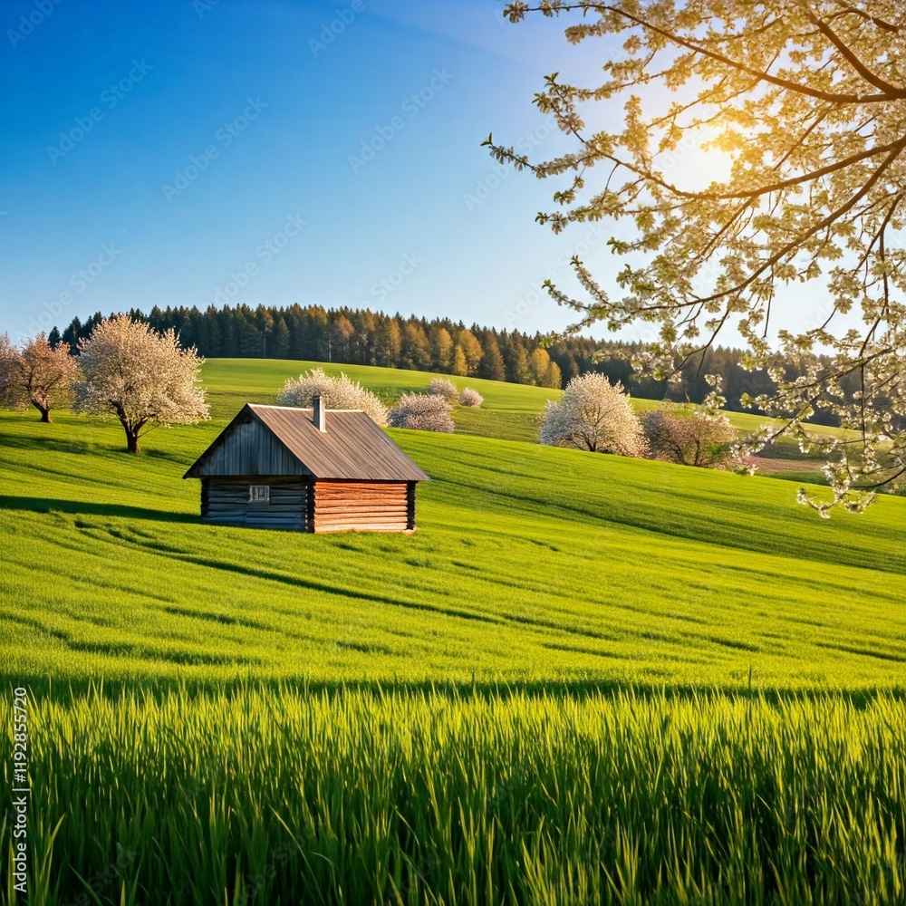 Obraz premium rural landscape with a barn