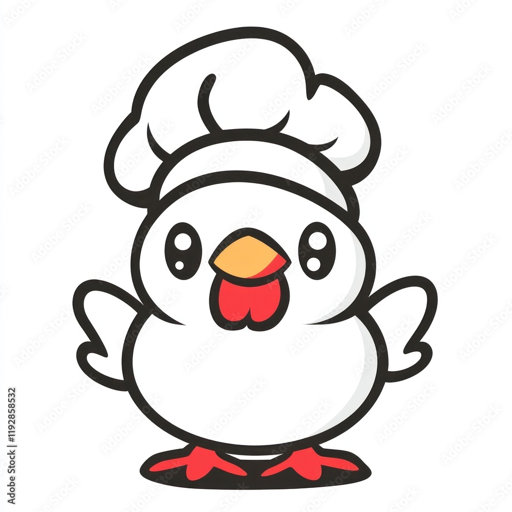 Cute chef chicken cartoon, white background, cooking mascot, recipe illustration Cute chef chicken cartoon, white background, cooking mascot, recipe illustration