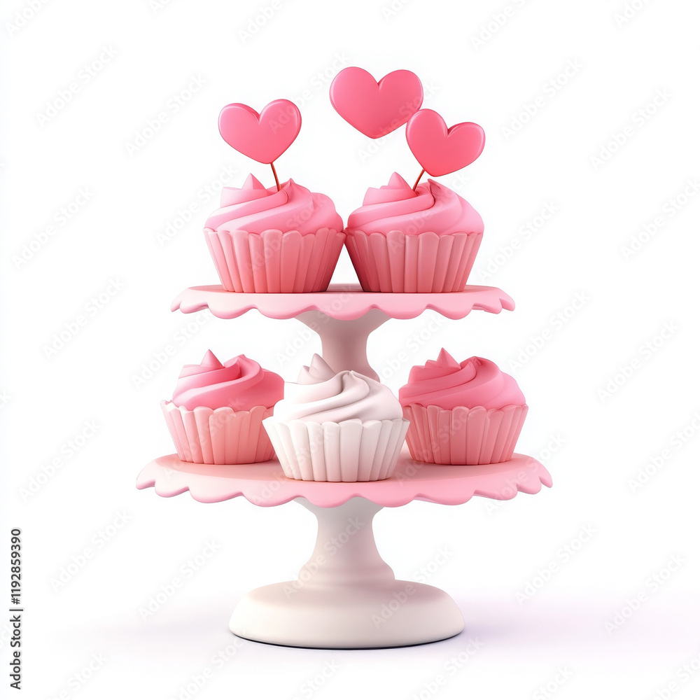 Delightful pink cupcakes on tiered stand, perfect for celebrations