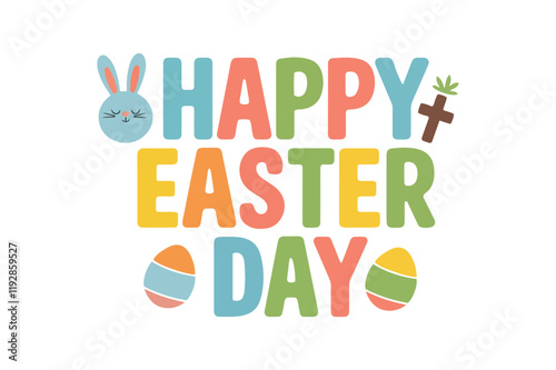 happy easter day typography design .easter day illustration