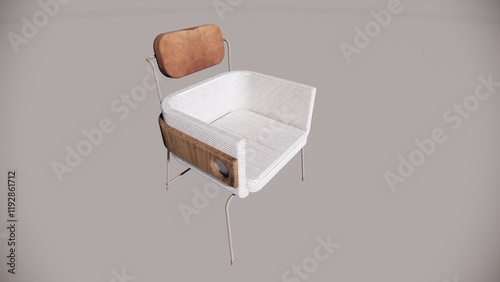 Illustration of a chair with smooth wood and foam