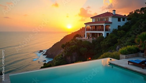  Luxury Villa on a Hilltop Expansive Pool, Sunset Glow, and Panoramic Sea View Offer a Millionaire's Vacation Retreat