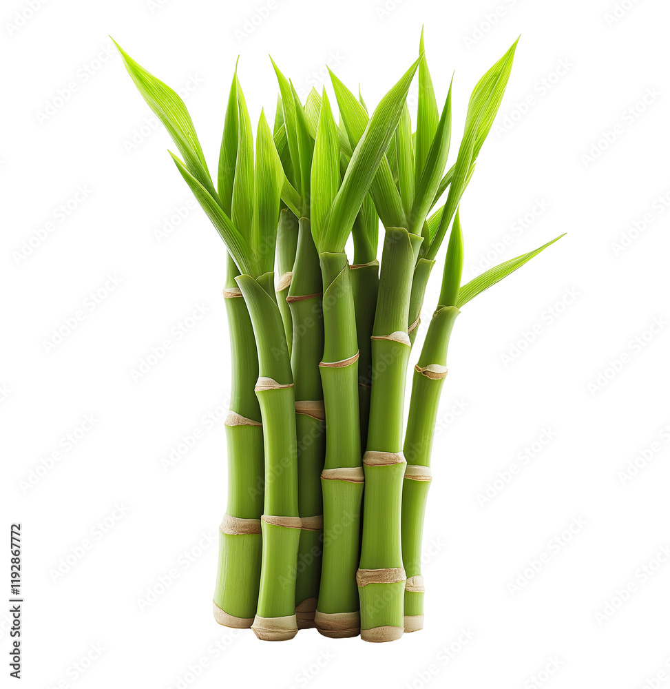 Fototapeta premium a bundle of fresh bamboo sprouts isolated on a transparent background. handful young bamboo shoots, cutout png