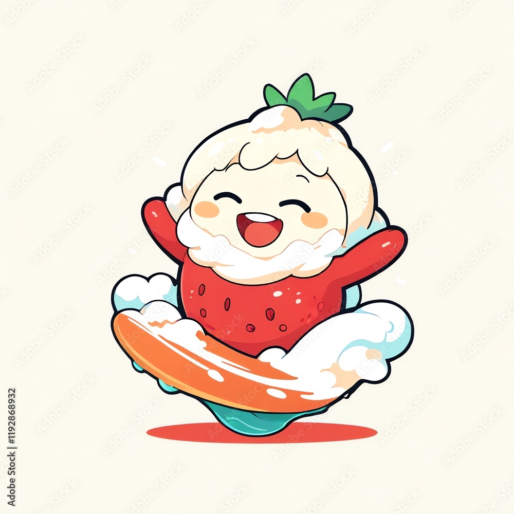 Adorable Strawberry Surfer Cartoon Character Adorable Strawberry Surfer Cartoon Character