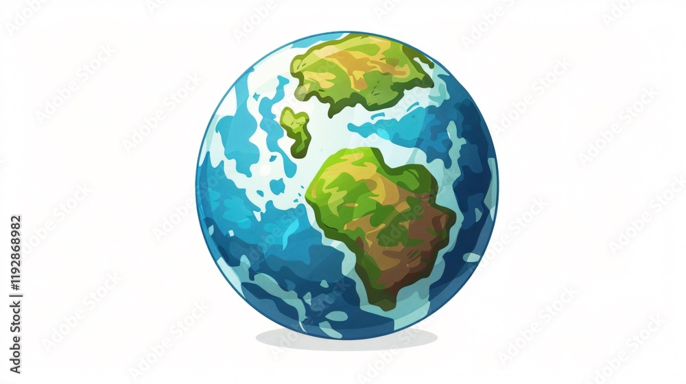 Fototapeta premium Detailed Earth Globe on White Background Vector Illustration