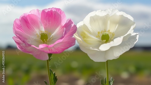 Pink tulips in full bloom, a vibrant display of spring beauty in the garden photo