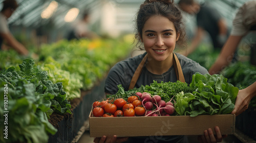 Woman Smiling with Fresh Greens - Embracing Healthy Eating and Wellness