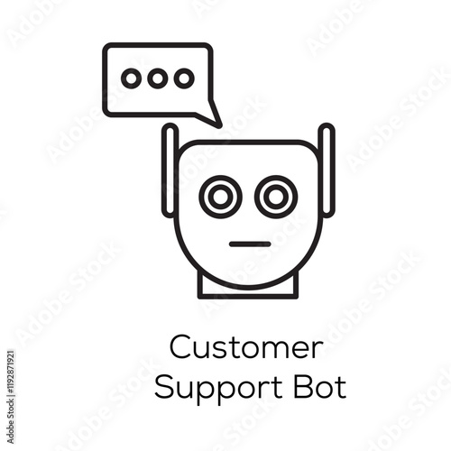 Customer Support Bot Icon – AI-Powered Virtual Assistant for Automated Messaging