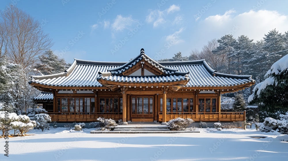 Breathtaking Korean Traditional Wooden House in a Winter Wonderland Breathtaking Korean Traditional Wooden House in a Winter Wonderland