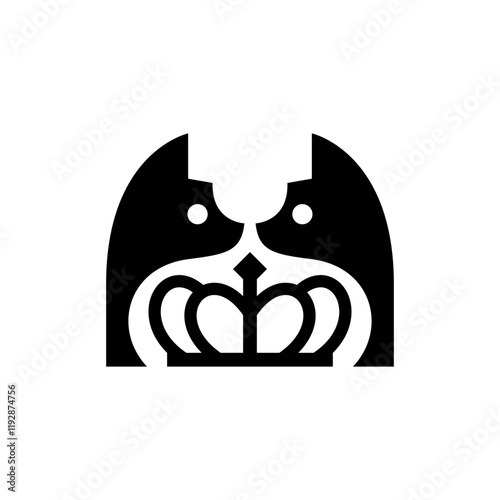 Black Cat and crown for pets logo design