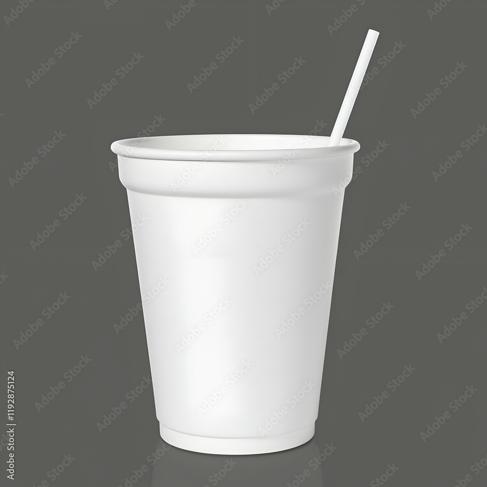 White Disposable Cup with Straw Mockup for Branding White Disposable Cup with Straw Mockup for Branding