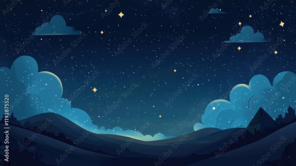 Fototapeta premium Starry Night over Rolling Hills