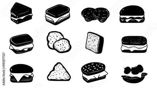 Collection of Breakfast Sandwiches, food vector art