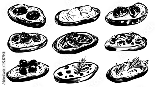 Collection of Bruschetta, food vector art