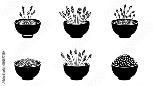 Buckwheat groats tiled design, Buckwheat groats repeating background illustration
