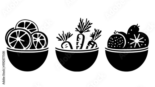 Collection of Carrot Raisin Salad continuous icon pattern, Carrot Raisin Salad vectorized artwork
