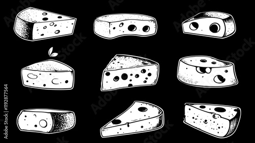 Cheeses tiled design, Cheeses repeating background illustration