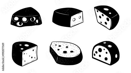 Collection of Cheese continuous icon pattern, Cheese vectorized artwork