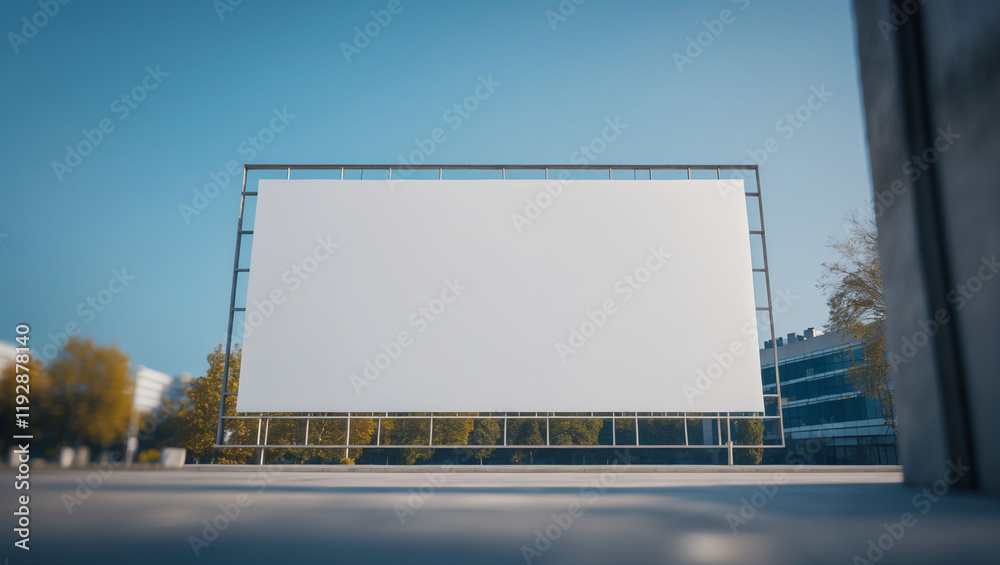 Blank big poster mockup on mall rooftop; white template placeholder of advertising billboard on modern building rooftop. Blank big poster mockup on mall rooftop; white template placeholder of advertising billboard on modern building rooftop.
