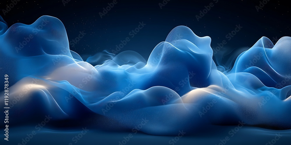 Obraz premium Abstract blue waves, dark background, digital art, website banner (1)