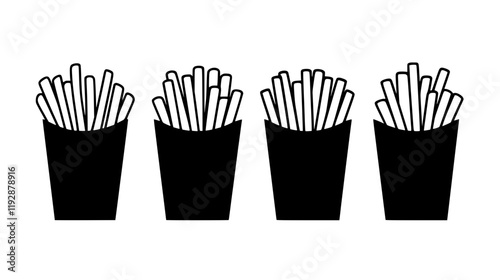 Collection of French fries, food vector art