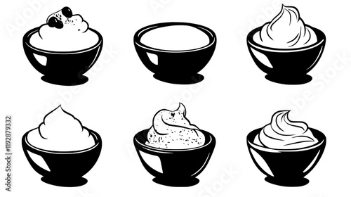 Collection of Greek yogurt continuous icon pattern, Greek yogurt vectorized artwork