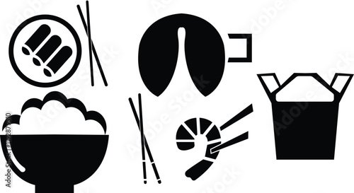 Different dishes silhouette with basket 