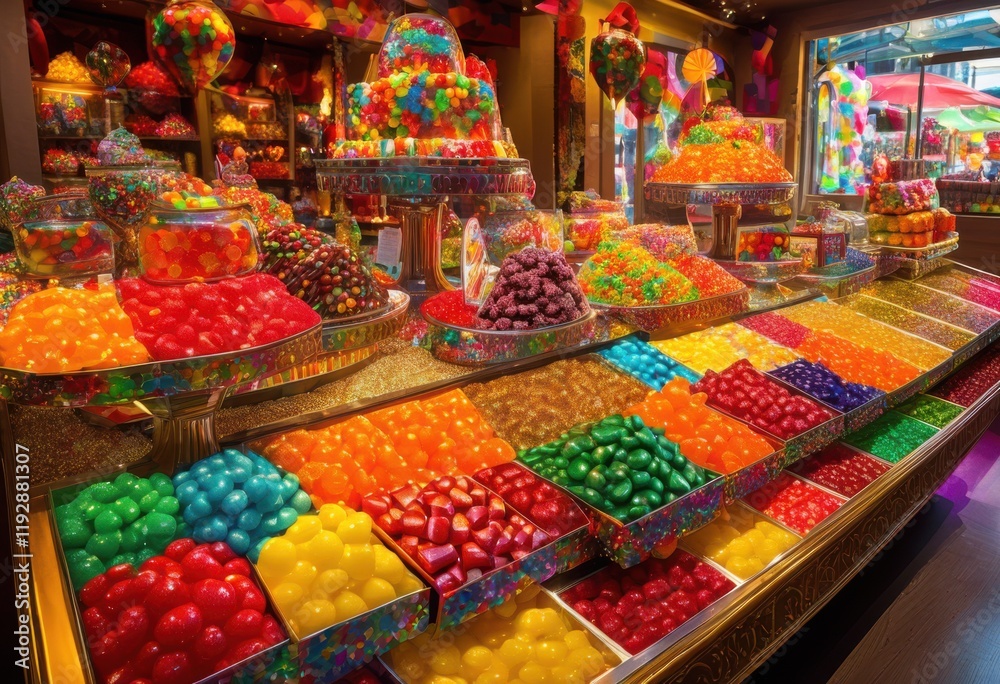 Fototapeta premium vibrant array colorful candies sweets showcasing rainbow palette assorted treats confectionery delights, lgbtq, lgbt, pride, love, equality, candy