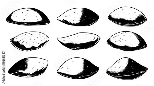 Collection of Pita bread continuous icon pattern, Pita bread vectorized artwork