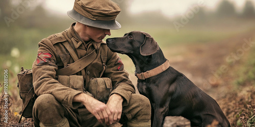 Soldier shares a moment with loyal dog in war zone photo