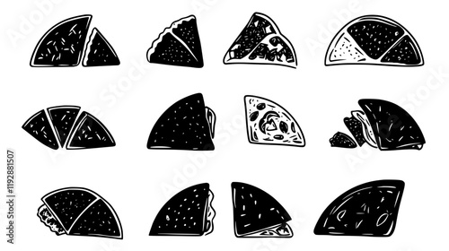 Collection of Quesadillas icons, Quesadillas vectorized seamless pattern