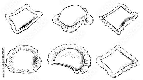 Collection of Ravioli continuous icon pattern, Ravioli vectorized artwork