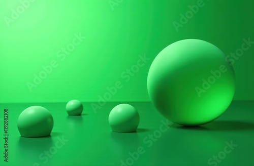 Abstract gradient background in green tones. Balls of different sizes, different shades of green. Cosmetic background for presentation of cosmetics. Abstract macro is cool photo