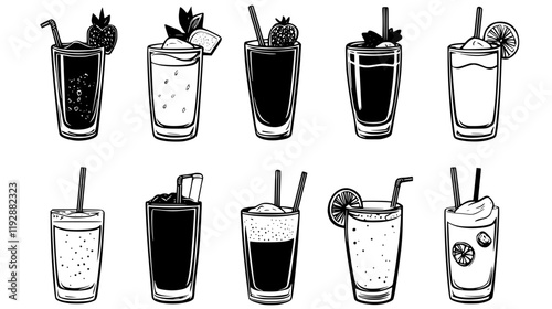 Collection of Smoothies continuous icon pattern, Smoothies vectorized artwork