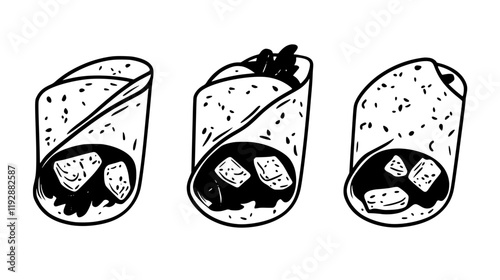 Collection of Spinach and feta wrap, food vector art
