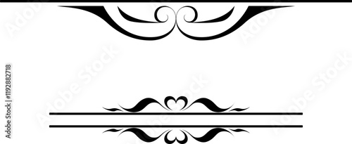 black and white set of delimiters for text, dividers
