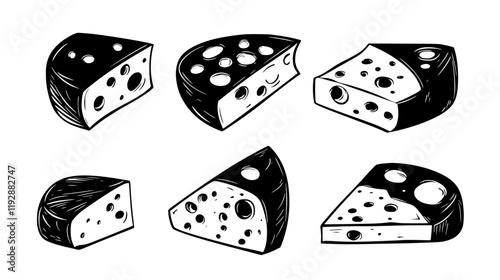 Collection of Swiss cheese, food vector art