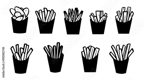 Collection of Sweet Potato Fries, food vector art