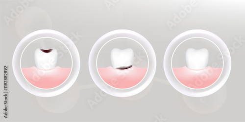 Teeth and gum care solutions ad, with cosmetic advertising background ready to use, illustration vector.